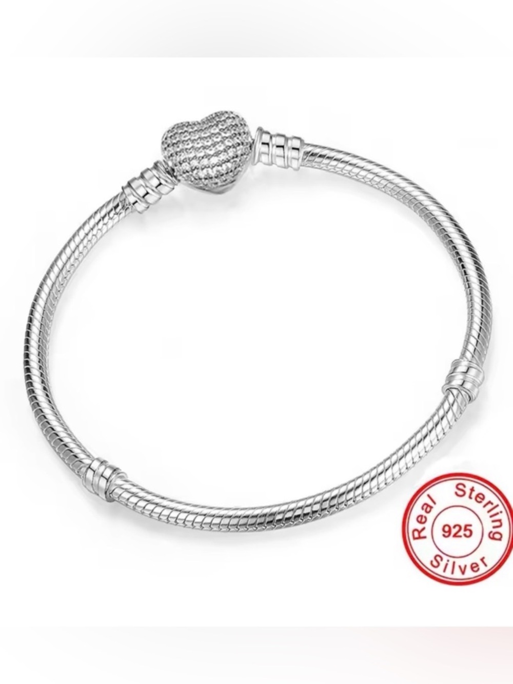 .925 Elegant Silver Heart Bracelet